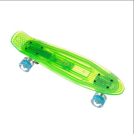 Скейт Пенні борд Penny Board світний прозорий з LED-підсвіткою 850 (зелений), фото 1