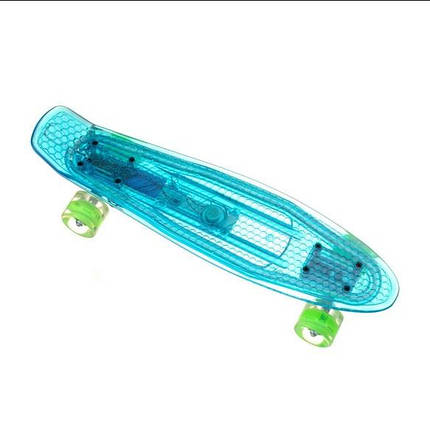 Скейт Пенні борд Penny Board світний прозорий з LED-підсвіткою 850 (блакитний), фото 1