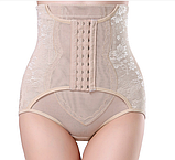Бежеві стягувальні труси післяпологові з корсетом на гачках. Потрійна утяжка Післяродова білизна, фото 8