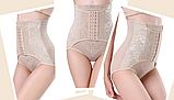 Бежеві стягувальні труси післяпологові з корсетом на гачках. Потрійна утяжка Післяродова білизна, фото 7