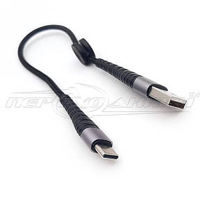 Кабель USB 2.0 to Type-C, 5 A (преміум'якість), 0.25 м, чорний, фото 4