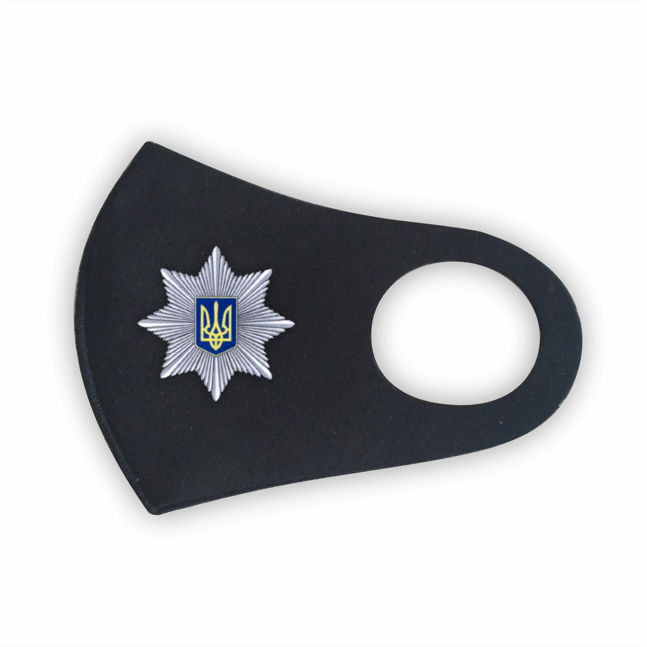 Маска защитная для лица "Национальная полиция Украины" черная из неопрена - фото 1 - id-p1268271382