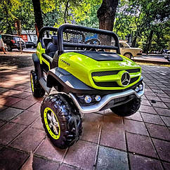 Дитячий двомісний електромобіль Джип M 4133 EBLR-5, Mercedes Benz, 4WD, зелений