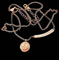 Ланцюжок з кулонами Stainless Steel. Сталь. Позолота ЧВ. Довжина ланцюжка: 44-48 см Кулони: 1 см та 2 см