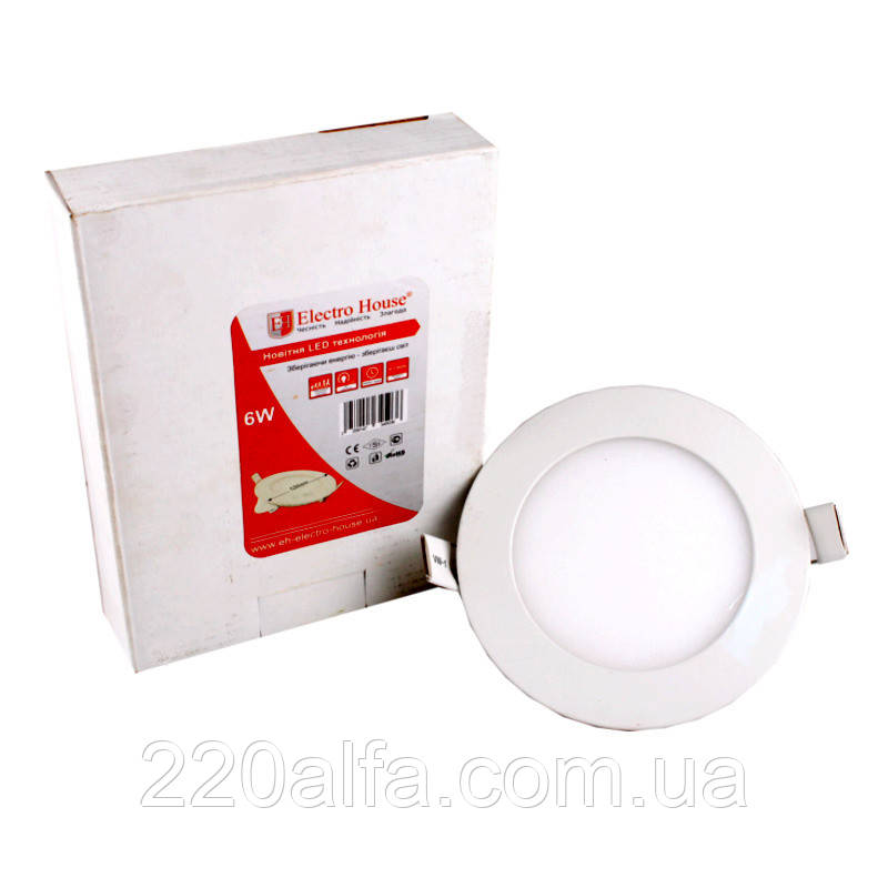 LED-панель Кругла 4100 К Ø 120 мм/Ø раб. 100 мм 6 Вт 540 Лм, фото 1
