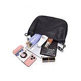 Шкіряна жіноча сумка з натуральної шкіри. Сумочка жіноча модна з ланцюжком (чорна), фото 7