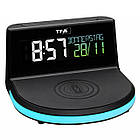Цифровий Будильник TFA 60202801 з бездротовою зарядкою CHARGE-IT (стандарт Qi) і USB-зарядкою, 136х126х72 мм, фото 5