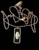 Кулон на ланцюжку Stainless Steel. Сталь. Позолота ЧВ. Камені: циркон. Довжина ланцюжка: 39-43 см Кулон: 2 см