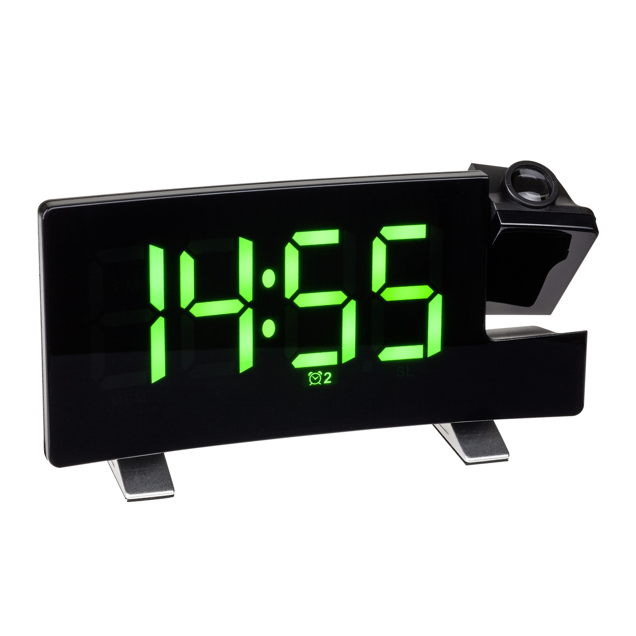 Проекційні годинники TFA 60501504 FM-радіо, USB, зелені LED цифри, адаптер, 180х48х100 мм, фото 1