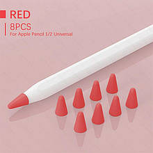 Чохол TPU Goojodoq для наконечника стилуса Apple Pencil (1-2 покоління) (8шт) Red