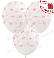 Повітряні кулі "Pink crowns" 8 шт., d - 30 см