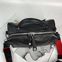 Жіноча шкіряна сумка бочонок через і на плече з буквою S з двома ремінцями, фото 8