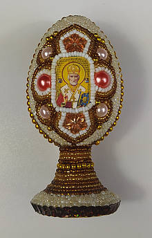 Писанка декоративна з бісеру, орнамент.