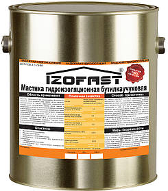 Мастика гідроізол. бітумно-бутилкаучукова Izofast (3 кг) безшовна покрівля