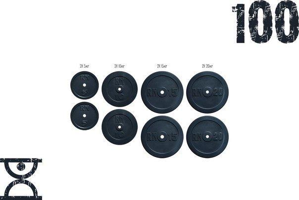 Купить Набор блинов 100кг (2х5, 2х10, 2х15, 2х20) под гриф 25,30 50 мм ...