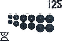 Набір блінів 125 кг (2х2.5, 2х5, 4х10, 2х15, 2х20) Гантелі, гирі, штанги та диски граниліт пофарбований