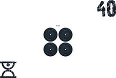 Набір блінів 40 кг (4x10) на гриф 25,30.50 мм Гантелі, гирі, штанги та диски граниліт пофарбований