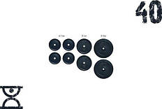 Набір блінів 40 кг (4x2.5, 2x5, 2x10) на гриф 25,30,50 мм Гантелі, гирі, штанги та диски граниліт пофарбований