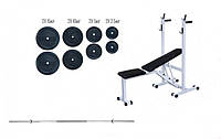 Скамья для жима Top + Штанга 72 кг Гантели, гири, штанги и диски композитные набор