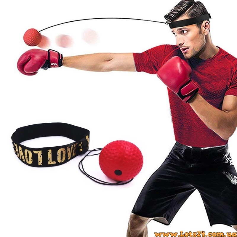 М'яч на гумці для боксу тренажер файт бол пов'язка на голову тенісний м'яч файтбол пов'язка з м'ячем еспандер бойовий fight ball