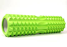 Массажный ролик для йоги и фитнеса Grid Roller 45 см v.2.2 салатовый EVA пена