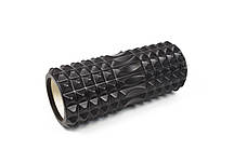 Масажний ролик для йоги та фітнесу Grid Roller 33 см v.1.2 чорний піна EVA