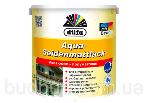 Аква емаль напівматова Біла Aqua-Seidenmattlack Dufa 2,5 л