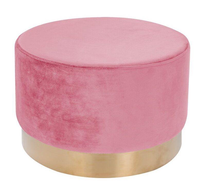 Пуф круглий рожевий MeBelle CANDY+ 55 х 35 у передпокій ніжно-рожевий, пудровий велюр + золото, в стилі ар-деко