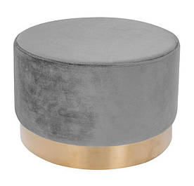 Пуфи для дому MeBelle CANDY+ 55 х 35 в передпокій світло-сірий велюр + золото, в стилі ар-деко