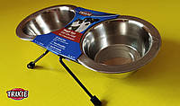 Металеві миски на підставці для собак та котів 0,2 л/ø 10 см Trixie,Підставка з мисками для тварин