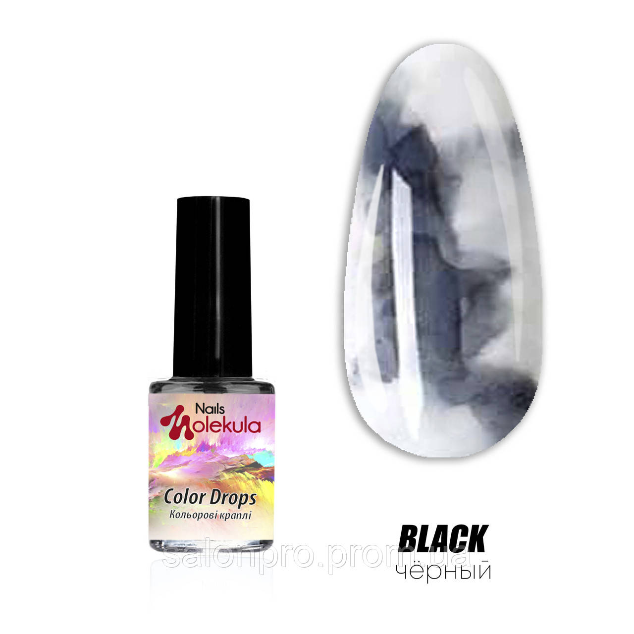 Molekula Color Drops Black - акварельне чорнило чорне, 6 мл