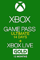 Электронный код (Подписка) Xbox Game Pass Ultimate 14 дней + Xbox Live Gold на 12 месяцев Xbox One/Series для