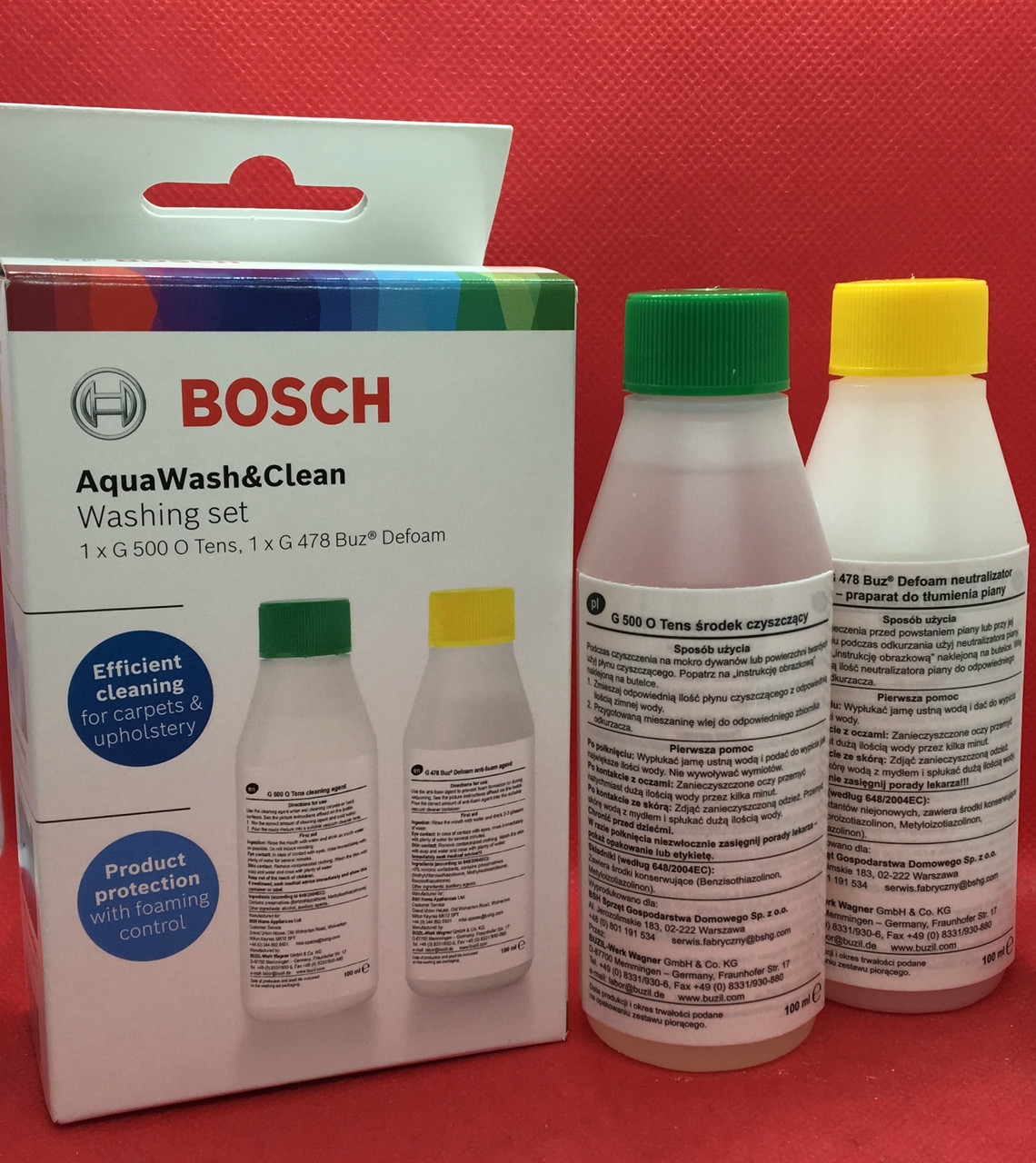 Нейтралізатор піни G478 + шампунь G500 для мийних пилососів BOSCH BWD421PET BWD421PRO BWD41700 BWD41740