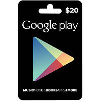 Электронный ключ Гугл Плэй / Google Play Gift Card пополнение бумажника счета своего аккаунта на сумму 20 usd,