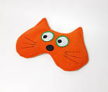 Маска для сну "Рудий котик" - М'яка флісова маска для сну на гумці - Прикольна маска для сну, фото 2