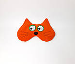 Маска для сну "Рудий котик" - М'яка флісова маска для сну на гумці - Прикольна маска для сну, фото 4