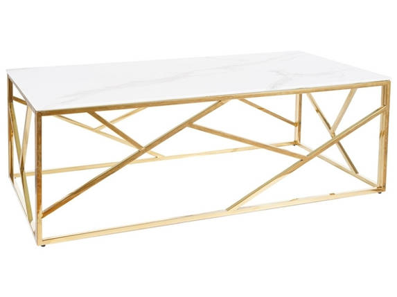 Журнальный столик Escada A II Signal 120x60 Белый Эффект Мрамора / Золото, фото 2