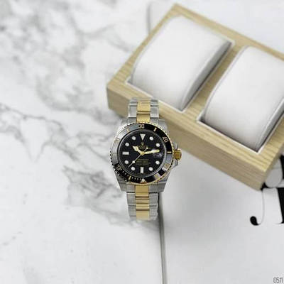 Годинник наручний Rolex Submariner AAA Date Silver-Gold-Black