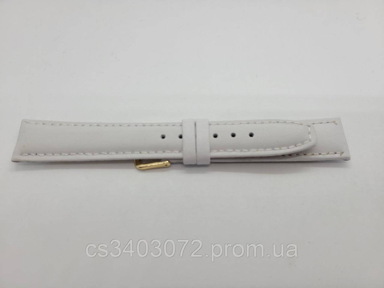Белый кожаный ремешок для наручных часов с фактурой под крокодила 20мм (18мм)