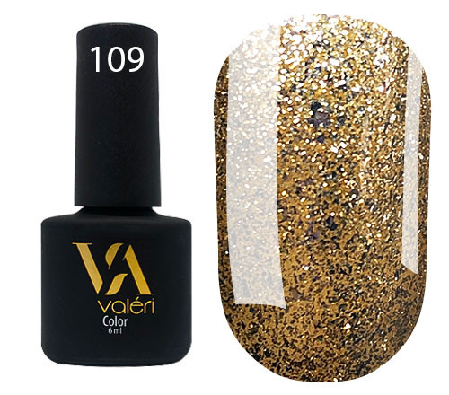 Гель-лак Valeri Color 109 Золотий зі срібними блискітками 6 мл