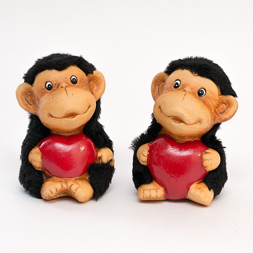 Фігурка керамічна Мавпа / Серце / Набір 2шт / Фігурка керамічна Мавпа / Серце / Набір 2шт 6x5x9 см, фото 1