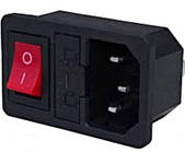 Штекер (вилка) мережевий 3pin з запобіжником і клавішею, монтажний