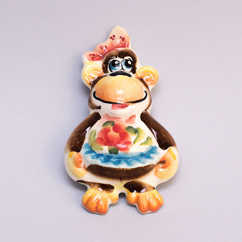 Фігурка Гжель Мавпочка Магніт Кольорова / Фігурка Гжель Мавпочка Магніт Кольорова 10x2x6 см, фото 1