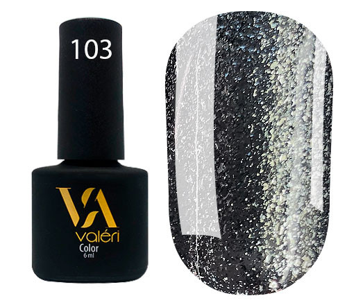 Гель-лак Vaлерi Color 103 Темно-сірий зі сріблястими блискітками 6 мл