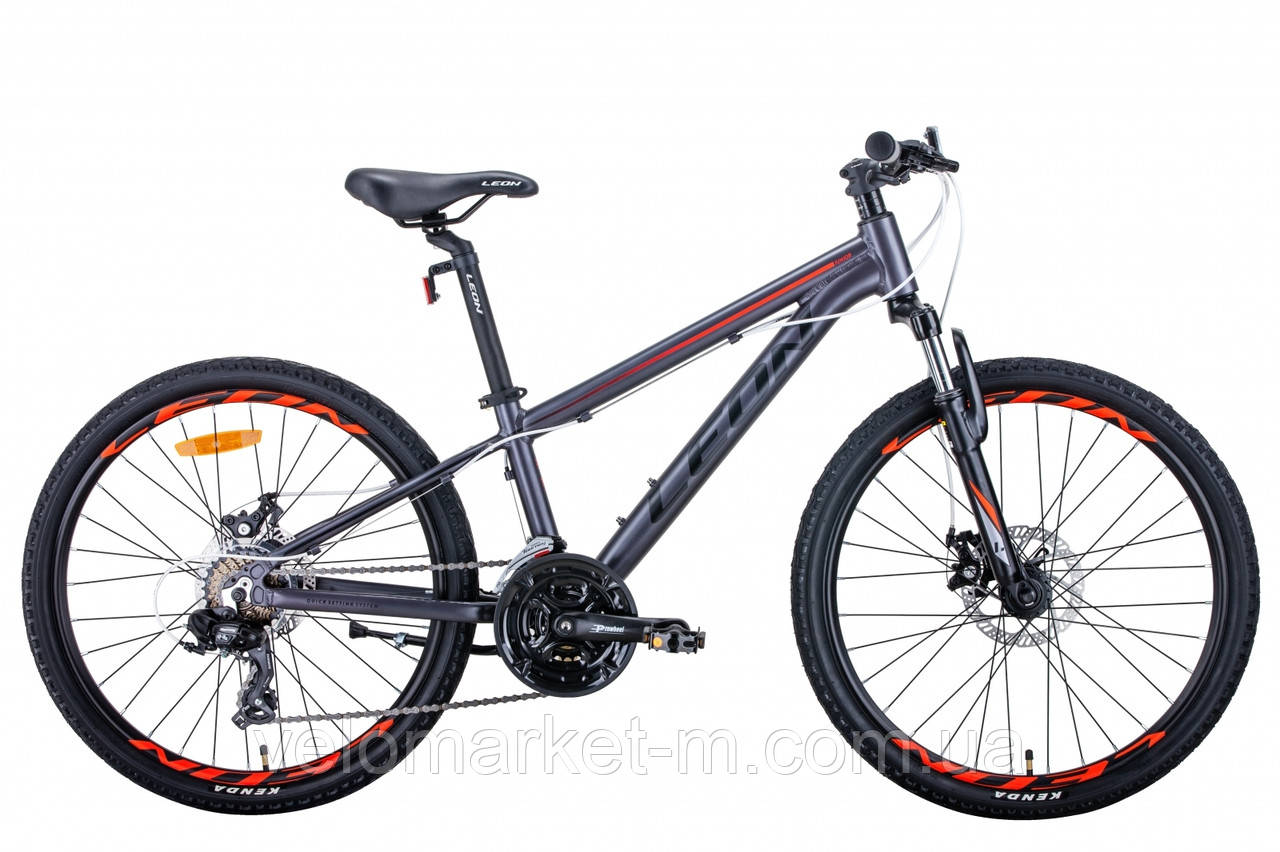 Велосипед 24" Leon JUNIOR AM DD 2021 антрацитовий з червоним