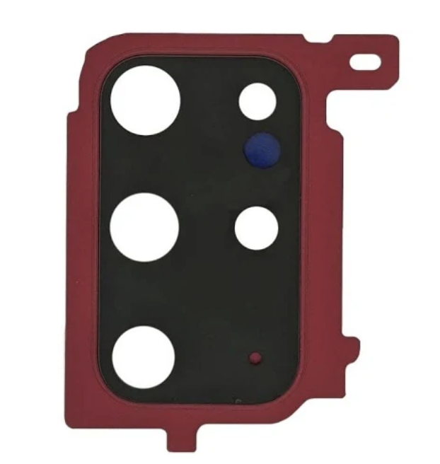 Скло камери для Samsung G985 Galaxy S20 Plus, червоне, з рамкою
