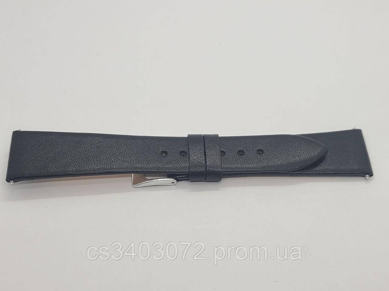 Чорний шкіряний ремінець для годинника з матовим покриттям, прошитий чорної рядком 20 мм (18 мм)