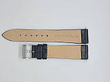 Чорний шкіряний ремінець для годинника з матовим покриттям, прошитий чорної рядком 20 мм (18 мм), фото 2