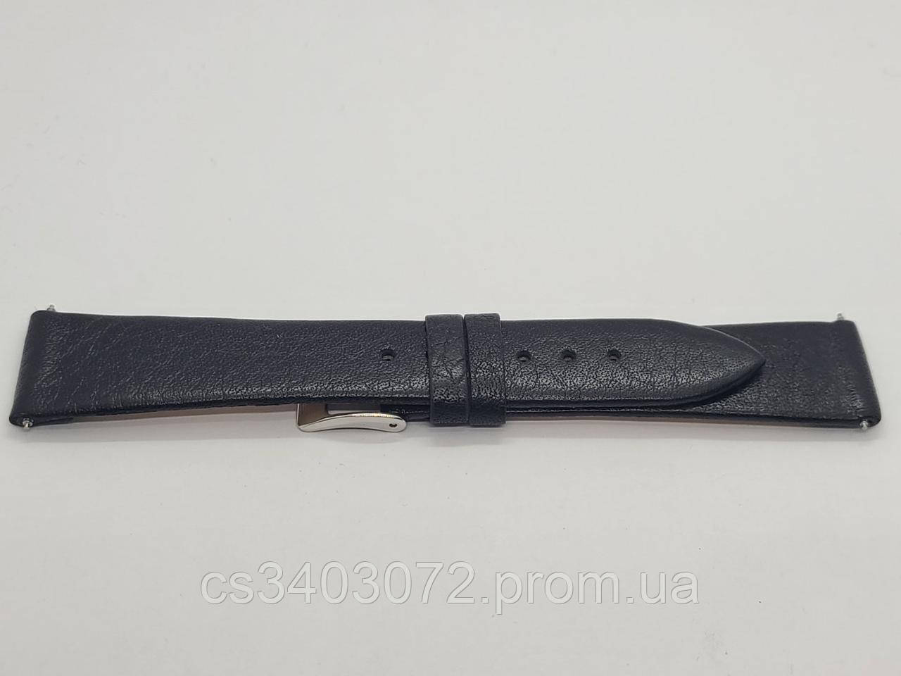 Чорний шкіряний ремінець для годинника з матовим покриттям, прошитий чорної рядком 20 мм (18 мм)