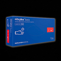 Перчатки нитриловые Нитрилекс синие Mercator Medical nitrylex Basic L неопудренные размер Л